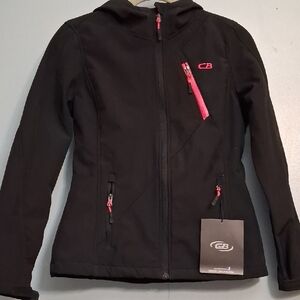 CB Sport size Medium women's black jacket pink accents outdoor activities.